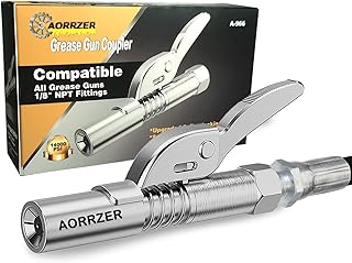 AORRZER Grease Gun Coupler, Strong Lock on Grease Couplers, 12000 PSI High Pressure Greases Gun Coupler, Compatible with All Grease Guns 1/8" NPT Grease Gun Fittings,Duty Quick Release Grease Couplers