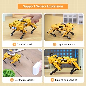 LewanSoul Robot Dog for Arduino Scratch Python Programming Voice Control IMU Self Balancing Inverse Kinematics Smart AI Quadruped Robot Dog for Starter STEM Education Science Set