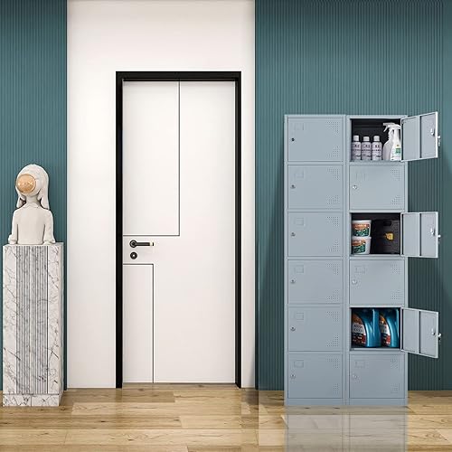 Miniatura 4 de Taquillas de metal para empleados  Armario de almacenamiento de 71 pulgadas para empleados grandes con 6 puertas  Armarios de acero de 6 niveles