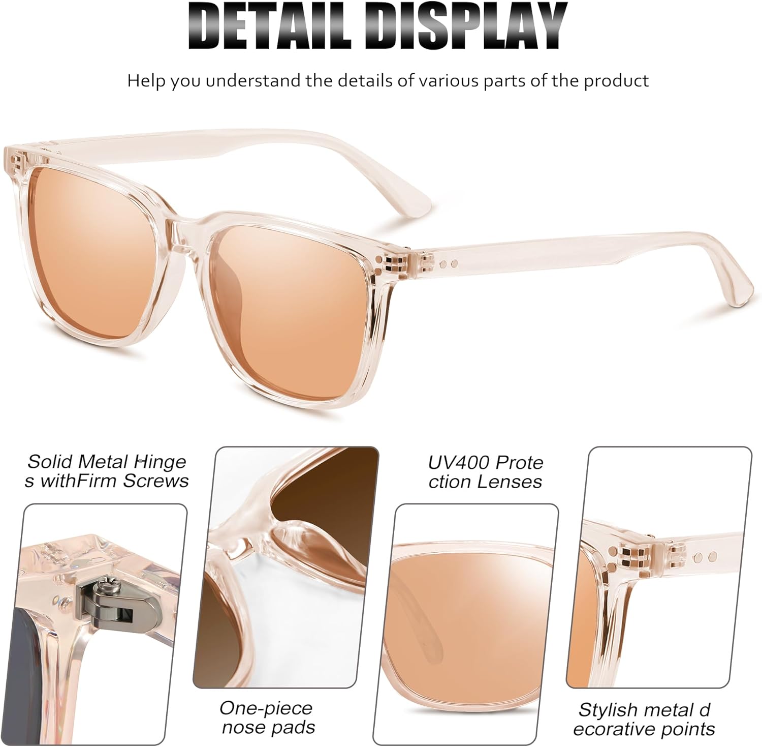 YDAOWKN Womens Polarized Sunglasses for Women Trendy Designer Mirrored UV400 Protection Sun Glasses - Image 5