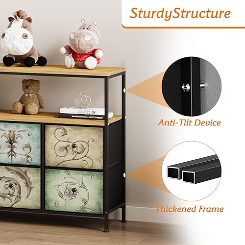 Miniatura 7 de Cómoda para dormitorio, cómoda de 8 cajones y cómoda para soporte de TV, organizador de almacenamiento de tela para dormitorio, sala de estar,