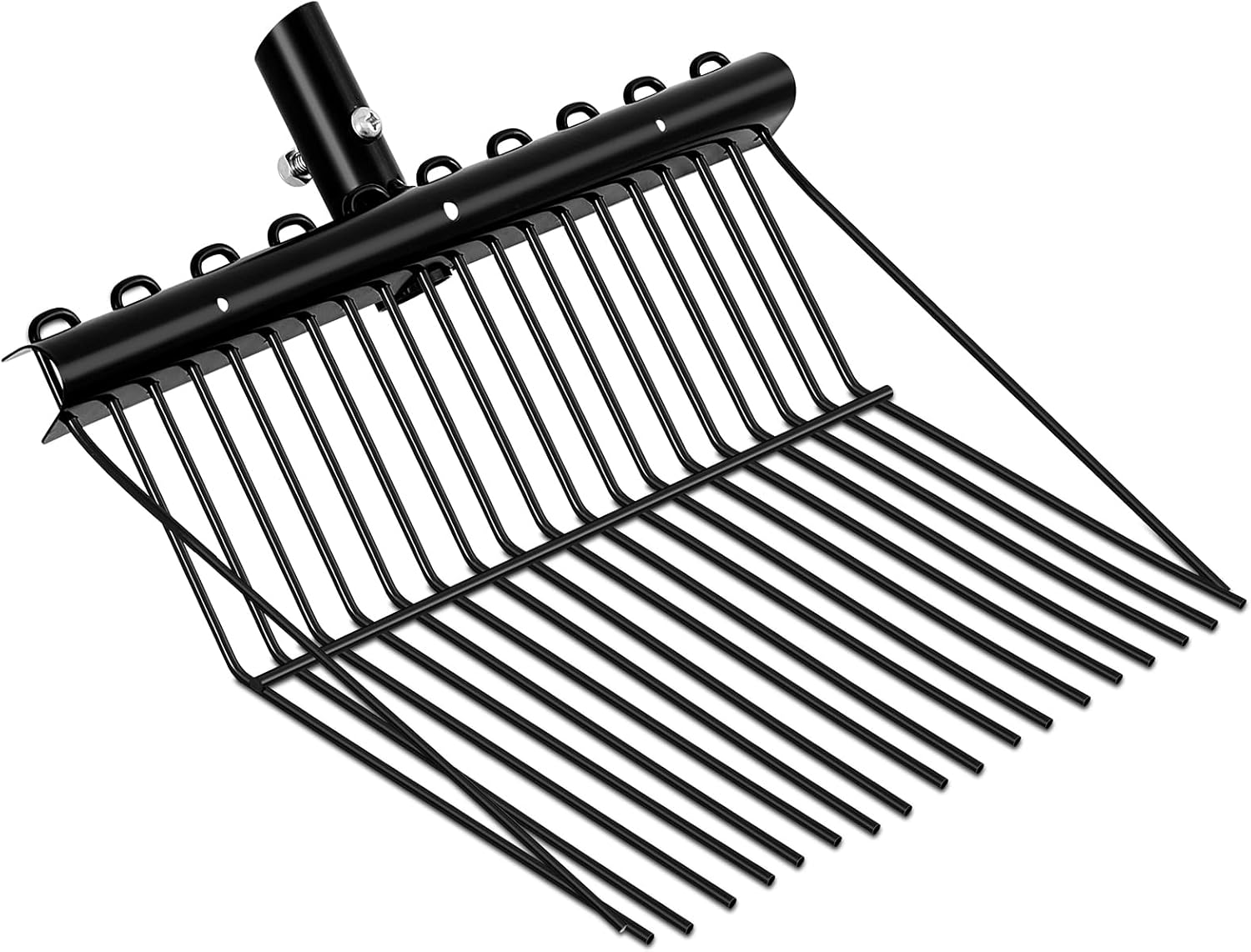 Tandefio 1 Pack Manure Fork Replacement Head Metal Pitchfork Horse Manure Rake Garden Pitch Fork Replacement Head with Angled Tines for Horse Stall Poop Picking up(Black)