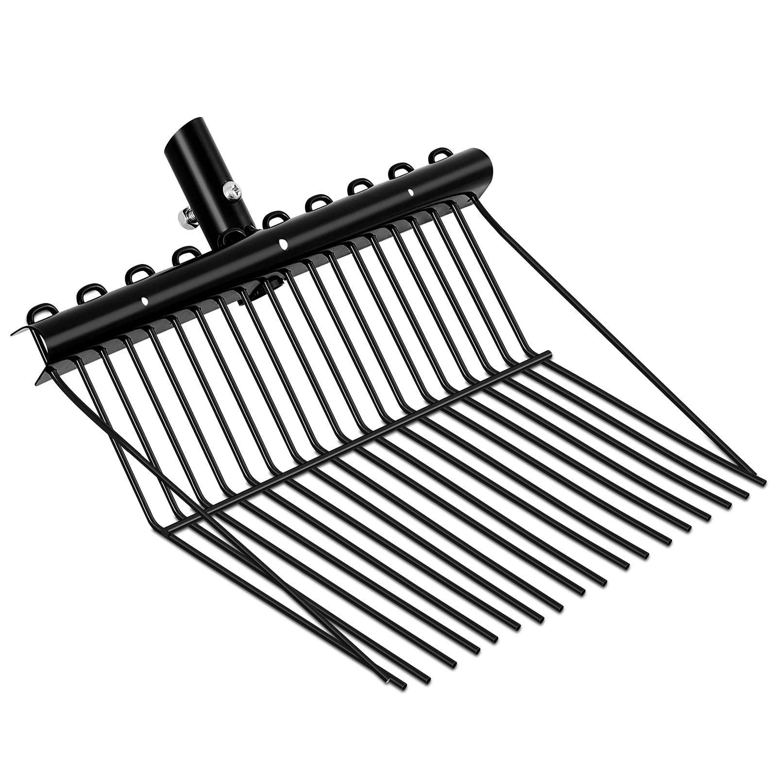 Tandefio 1 x Metallgabelkopf, Mistgabel, Ersatzkopf, Pferderechen mit abgewinkelten Zinken für Pferdestand, Gülle, Garten, Tierhaltung (schwarz)