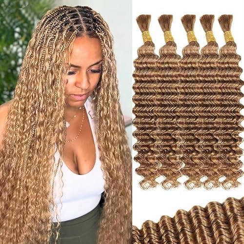 12A #27 Honey Blonde Human Braiding Hair for Boho Braids