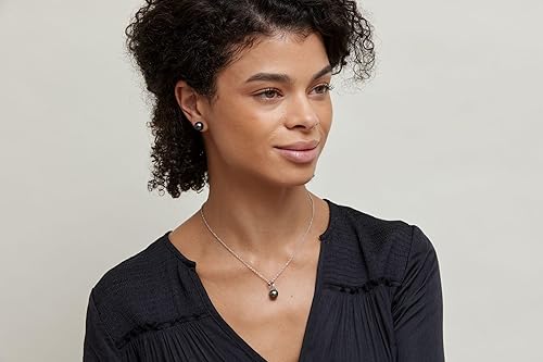 Miniatura 5 de The Pearl Source Tahitian Pearl Stud Earrings for Women, Genuine Cultured Black Pearls in 14K White and Yellow Gold, Hypoallergenic Jewelry