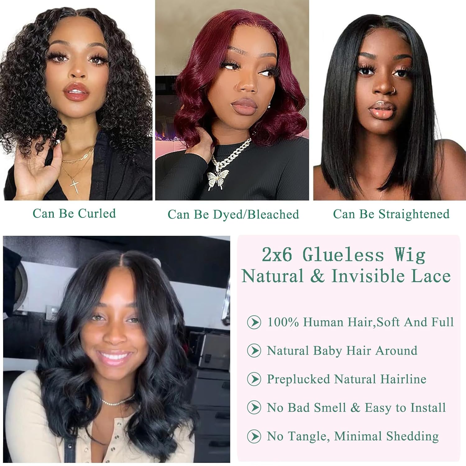Douyin Wear and Go Glueless Wigs Human Hair Pre Plucked Pre Cut Drawstring Body Wave 2x6 Hd Lace Closure 14 Inch Middle Part Bob Wig Human Hair Short 180 Dentisty Lace Front Wigs for Black Women - Image 5