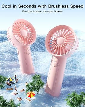 coldSky Portable Mini 2-Pack Handheld Fans with Base - USB Rechargeable Dual Desktop Fan, Ultra Quiet Personal Cooling for Women/Kids, Gift-Ready (Pink, ABS, Travel/Outdoor)