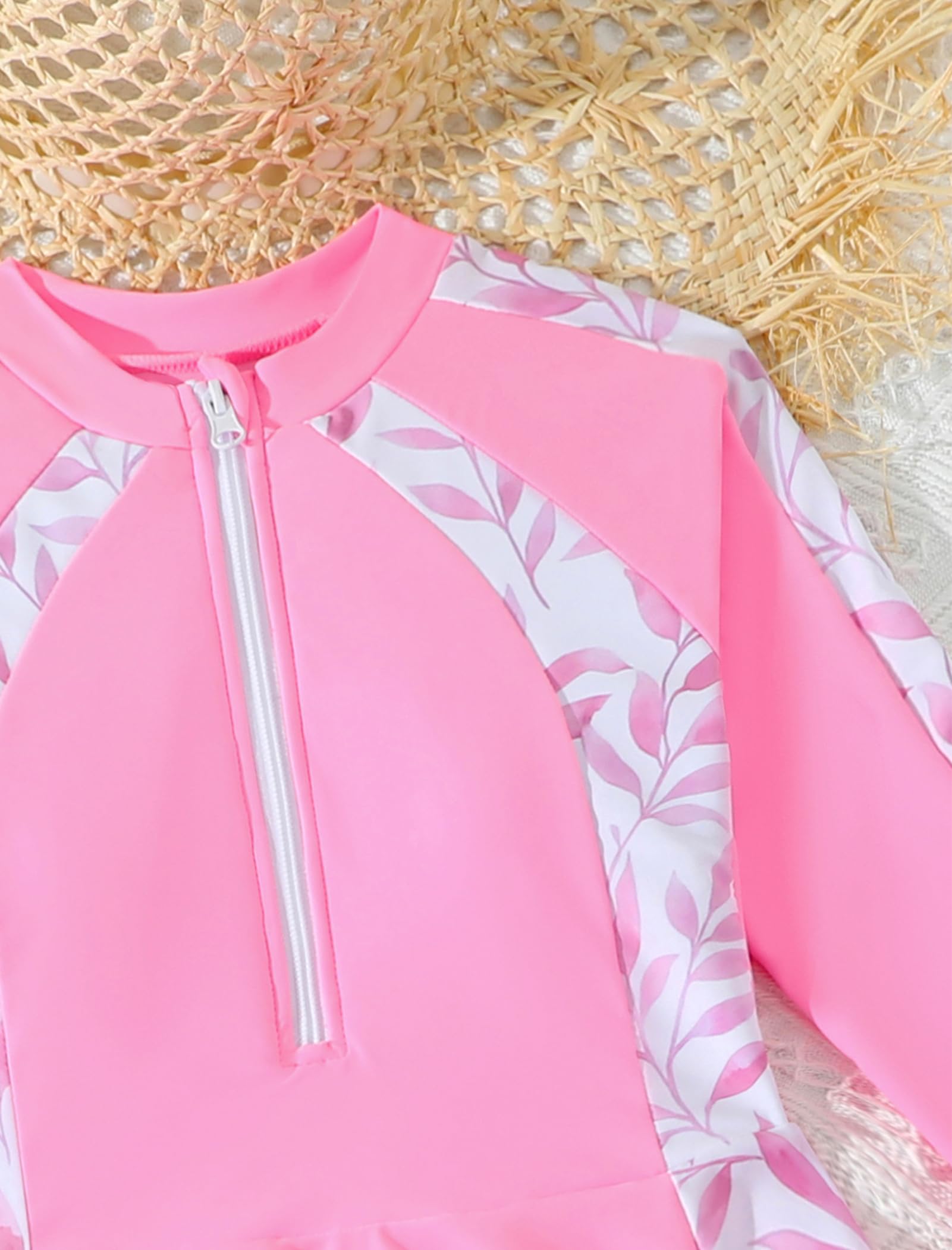 Costume da bagno modesto per ragazze, 2 pezzi, a maniche lunghe, con cerniera frontale, top e leggings per spiaggia, vacanze, piscina, surf, età 8-12 anni