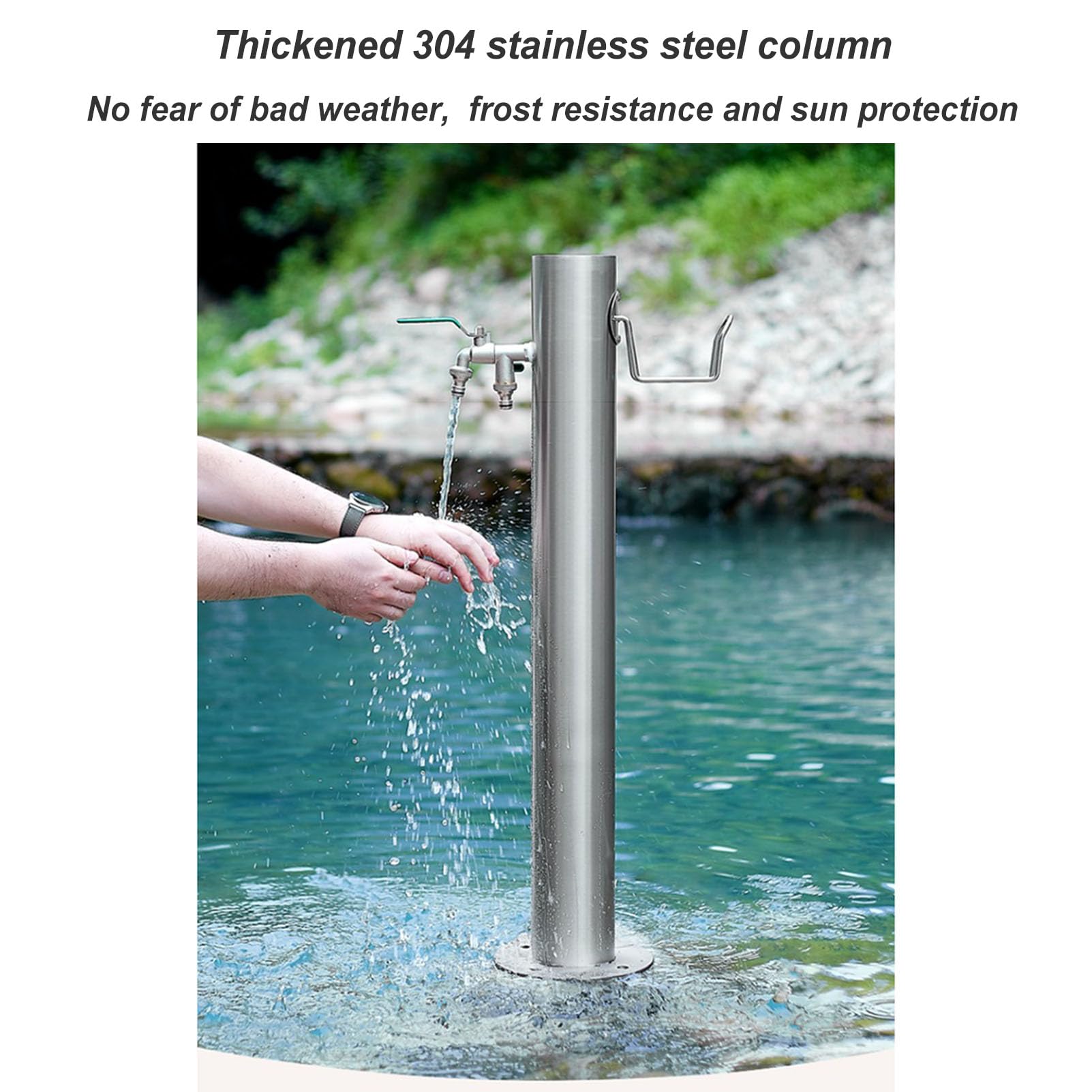Columna de Agua Independiente para jardín con Soporte para Manguera Exterior,Grifo de Agua montado en el Suelo de Acero Inoxidable 304 anticongelante,Poste del Grifo del Patio,Fuente de Agua Hidrant