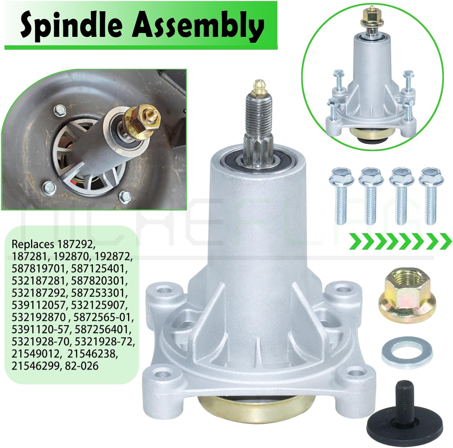 2 Pack 587819701 Spindle Assembly Kit with 532197473 Pulley 584453101 Belt 532405380 Blades Replaces 187281 532187292 587820301 587253301 192870 for Husqvarna YTH22V46 YTH20K46 YTH21K46 Deck