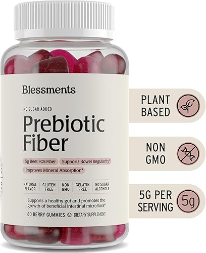 Miniatura 8 de Gomitas de fibra prebiótica para adultos y niños sin azúcar añadida - 0.18 oz (60 unidades) Gomitas de suplemento de alta fibra - Veganas - Apto