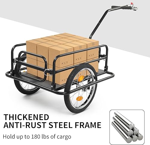 Miniatura 3 de Ktaxon Remolque plegable para bicicleta, remolque de bicicleta con capacidad de carga inigualable, neumático de 16 pulgadas, acoplador universal,