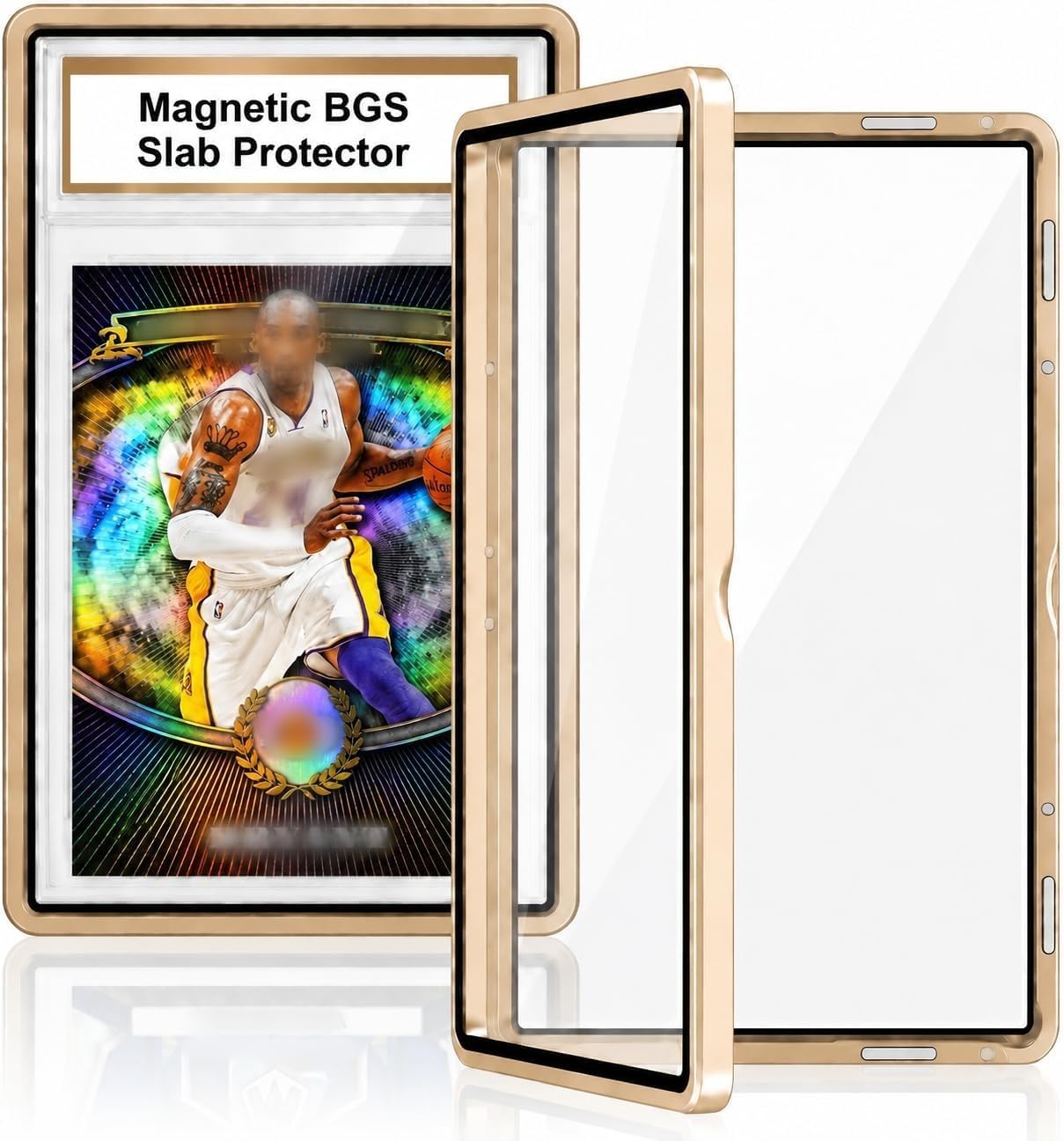 BGS Slab Case with 9-Point Secure Lock, Aluminum Alloy Graded Card Case for 35PT BGS Slabs,Magnetic UV Protection Slab Protector for Professional Display & Storage Frame for Sports Cards (Gold)