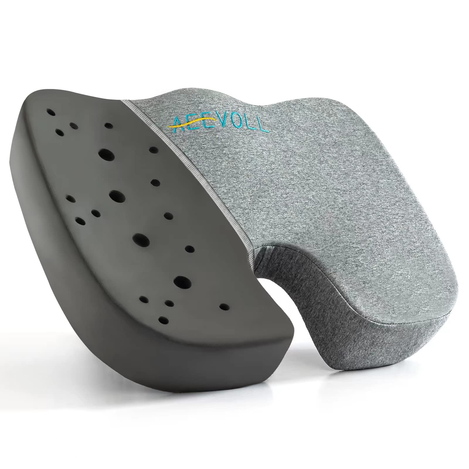 AEEVOLL Memory Foam Seat Cushion Pillow for Office Chair - Butt, Sciatica, Coccyx, Back, Tailbone & Lower Back Pain Relief - Orthopedic Chair Pad for Car, Wheelchair, Computer and Desk Chair