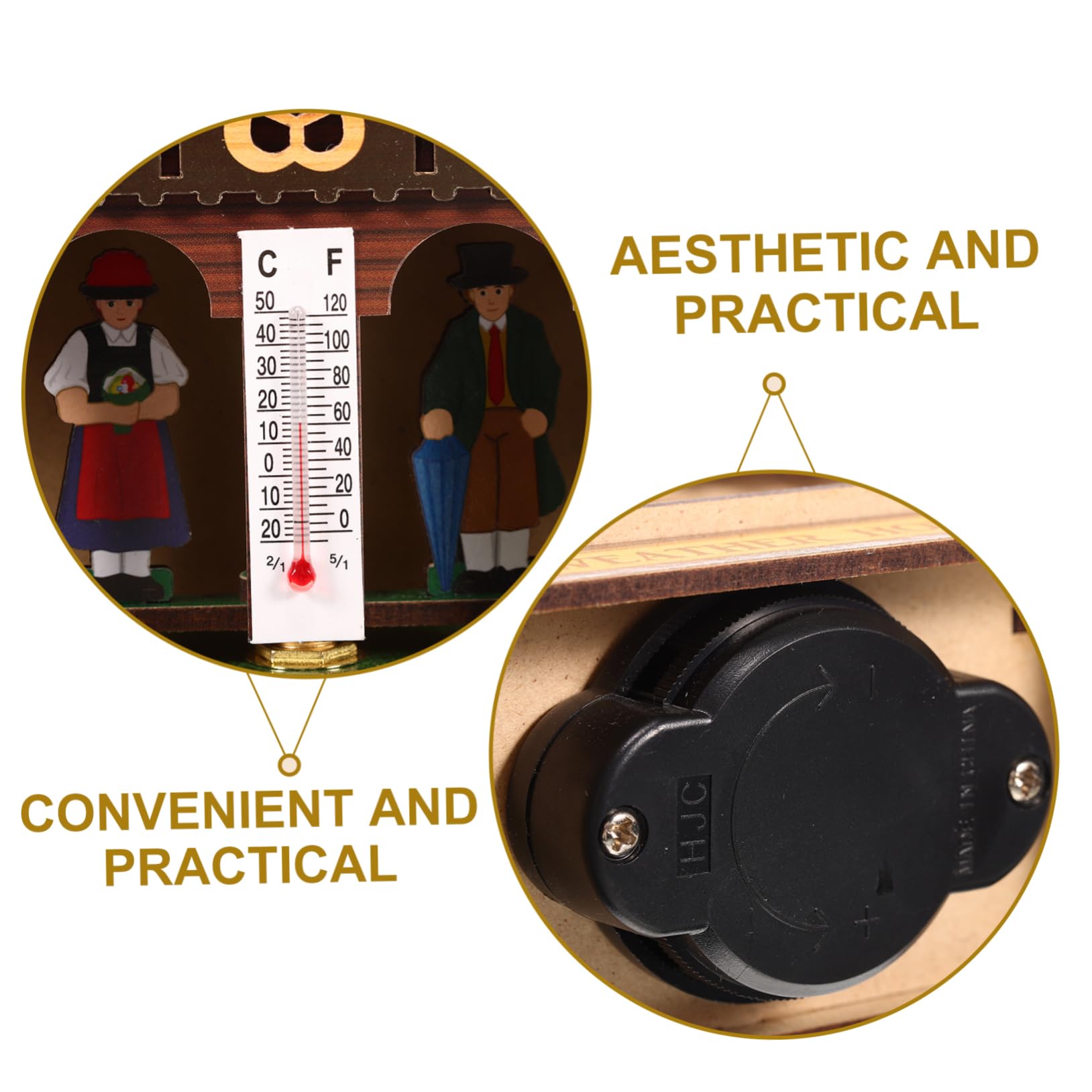 Mipcase Barometro Termometro e Igrometro Analogico da Parete in Legno Elegante con Facile Utilizzo per Interni e Monitor Temperatura e Umidità