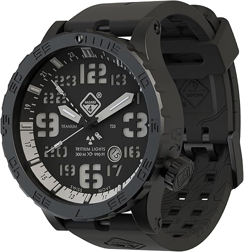 Vista 48 de HAZARD 4 Heavy Water Diver™ : Titanium Tritium Dive-Watch BlackTie Blanco