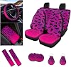 Bat Printed Car Seat Covers Full Set, 12 Piece Car Front & Rear Seat Cover Breathable Steering Wheel Cover Armrest Pads Universal Fit for SUV Sedan Van Truck Automotive Accessories