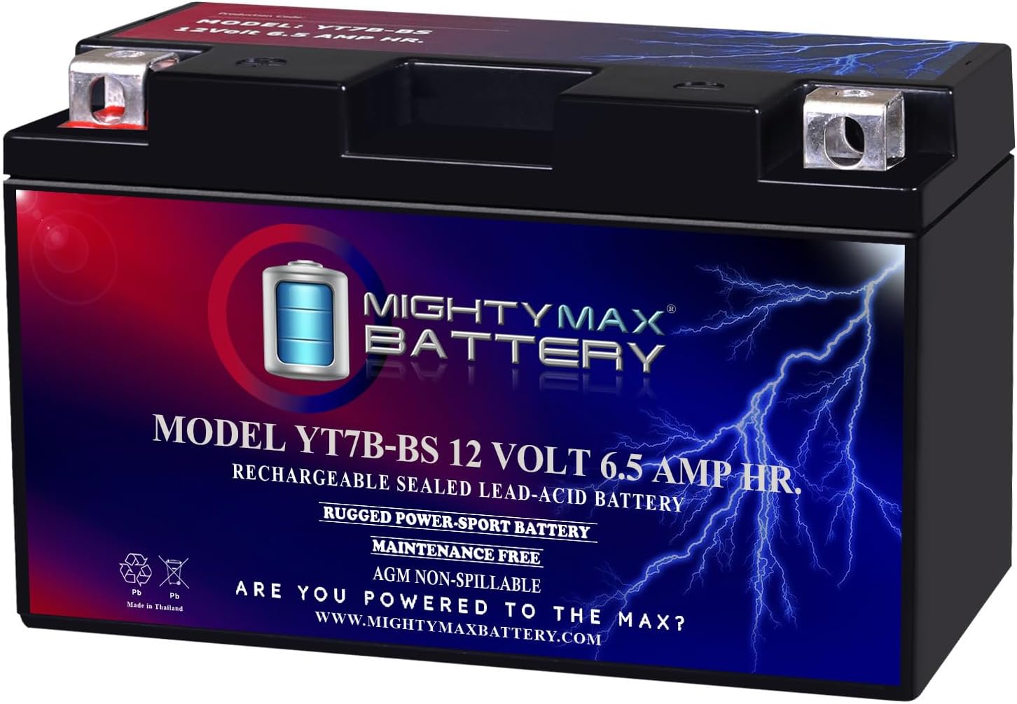Mighty Max Battery YT7B-BS 12V 6.5AH Replacement Battery for Yamaha YFZ 450 B 2012