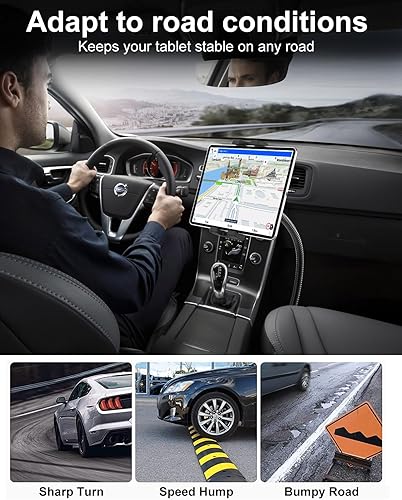 Miniatura 3 de GDZN Soporte para tablet para riel de asiento de automóvil, soporte para tableta de asiento de camión resistente con brazo de cuello de cisne para