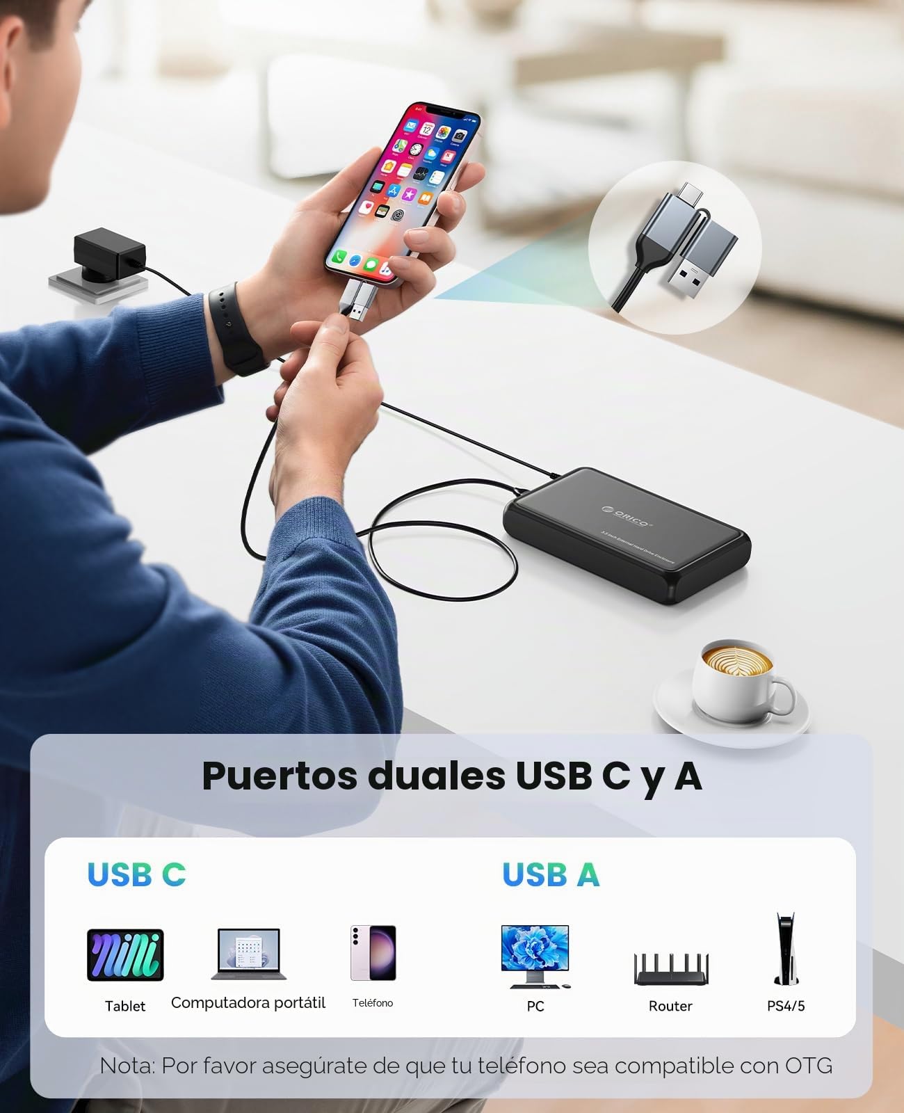 ORICO Carcasa Disco Duro 3.5", USB 3.0 Caja Disco Duro para 2,5" 3,5" HDD SSD SATA I/II/III de hasta 20 TB, Sopporta UASP, sin Herramientas, con Adaptador 12V/2A (Metal + ABS,Negro,DDL35-U3)