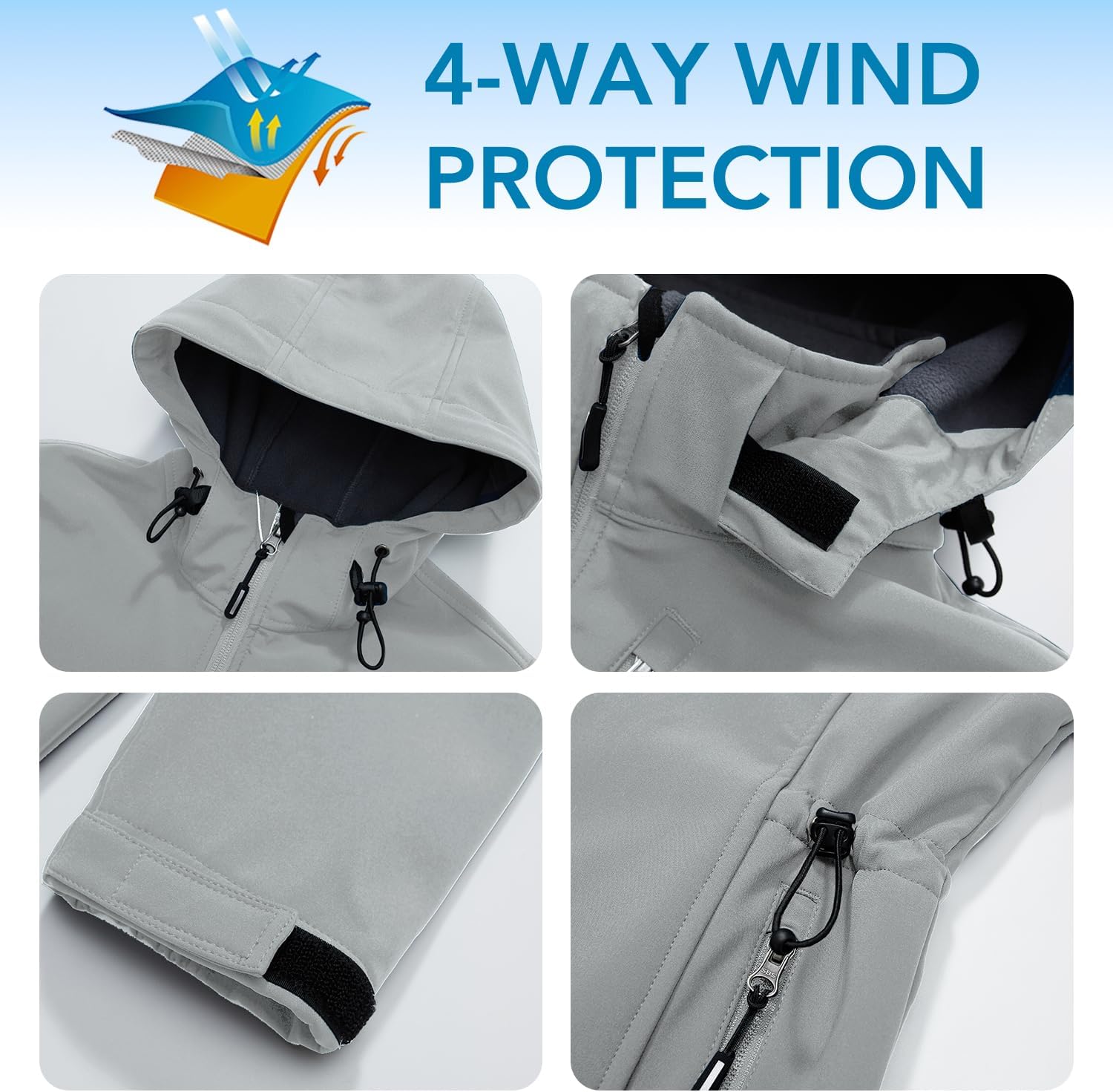 FARVALUE Women's Softshell Jacket Waterproof Lightweight Warm Windbreaker with Removable Hood Fleece Lined for Outdoor Hiking - Image 6