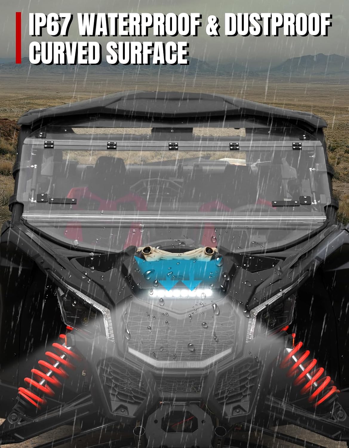 A & UTV PRO Sport Hood Scoop with LED Spotlight Compatible with Can-Am Maverick X3 XDS XRS MAX Turbo RR 2017-2025, Durable PP Front Hood Cover with Light, Air Vent Cover Accessories