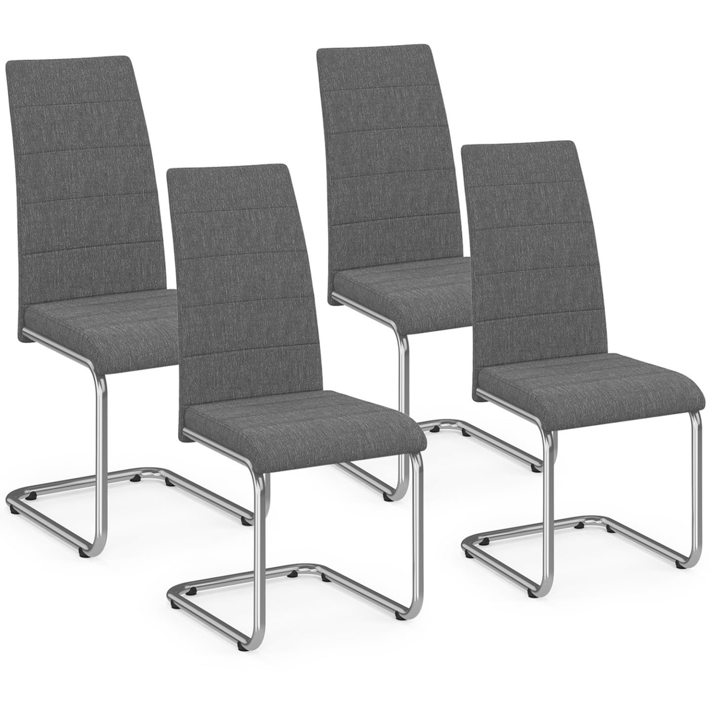 IDMarket - Set di 4 sedie da pranzo in tessuto grigio antracite MIA