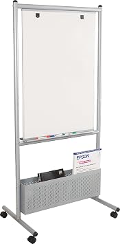 Best-Rite Mobile Nest Easel, Platinum Frame, Double Sided Porcelain Steel Whiteboard, 72"H x 34.75"W x 24"D 785P