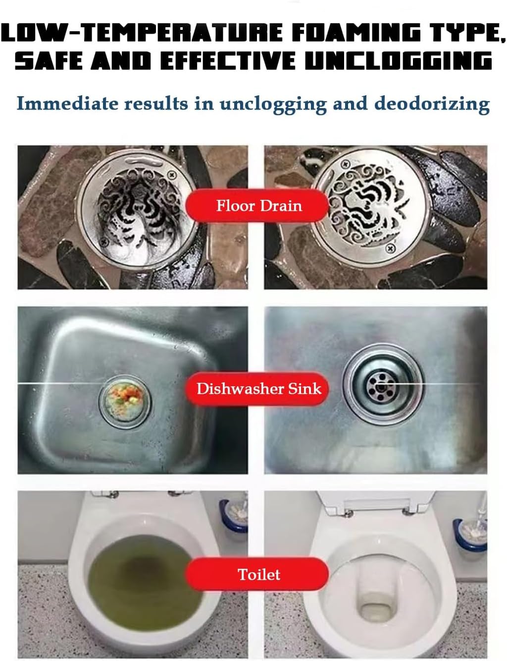 Drain Cleaner, Sink and Drain Cleaner Powder, Powerful Sink Cleaner Powder for Bathroom & Kitchen Dredging, Wild Pipes Cleaning Tool 100g (3 * 100g)