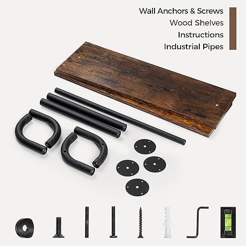 Miniatura 7 de Estantes de baño grises de 2 niveles sobre el inodoro de 24 pulgadas, estantes industriales con toallero, estantes de madera rústica para montaje en