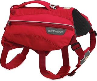 Ruffwear, Singletrak Dog Pack, Hiking Backpack with Hydration Bladders, Red Currant, Medium