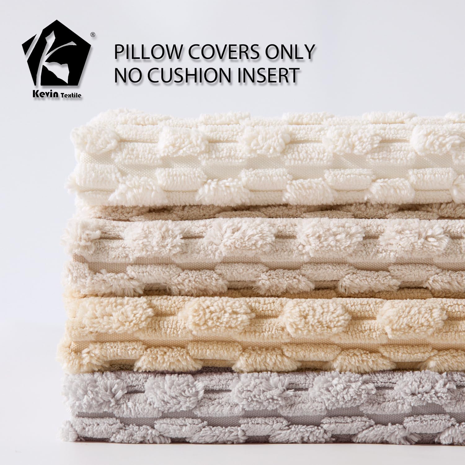Kevin Textile Decorative Pillow Covers 20x20 Inch Set of 4 Soft Boho Corduroy Throw Pillow Cases Mix and Match Colors Plush Texture Throw Pillows for Sofa Couch Bedroom Home Decor Cream Beige/Taupe