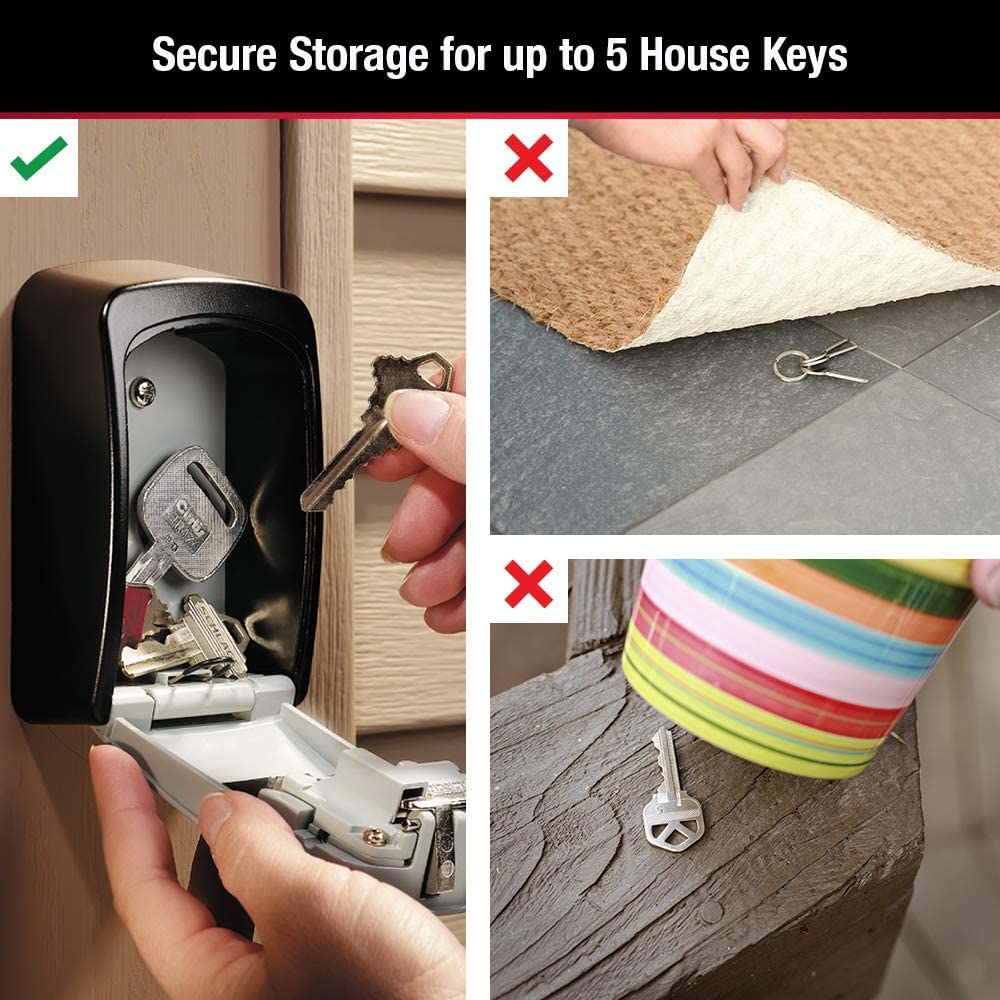 Volo Lock Wall Mount Key Lock Box With Resettable Combination Lock, Outdoor Key Lock Box, 5 Key Capacity - Metal, Grey 4