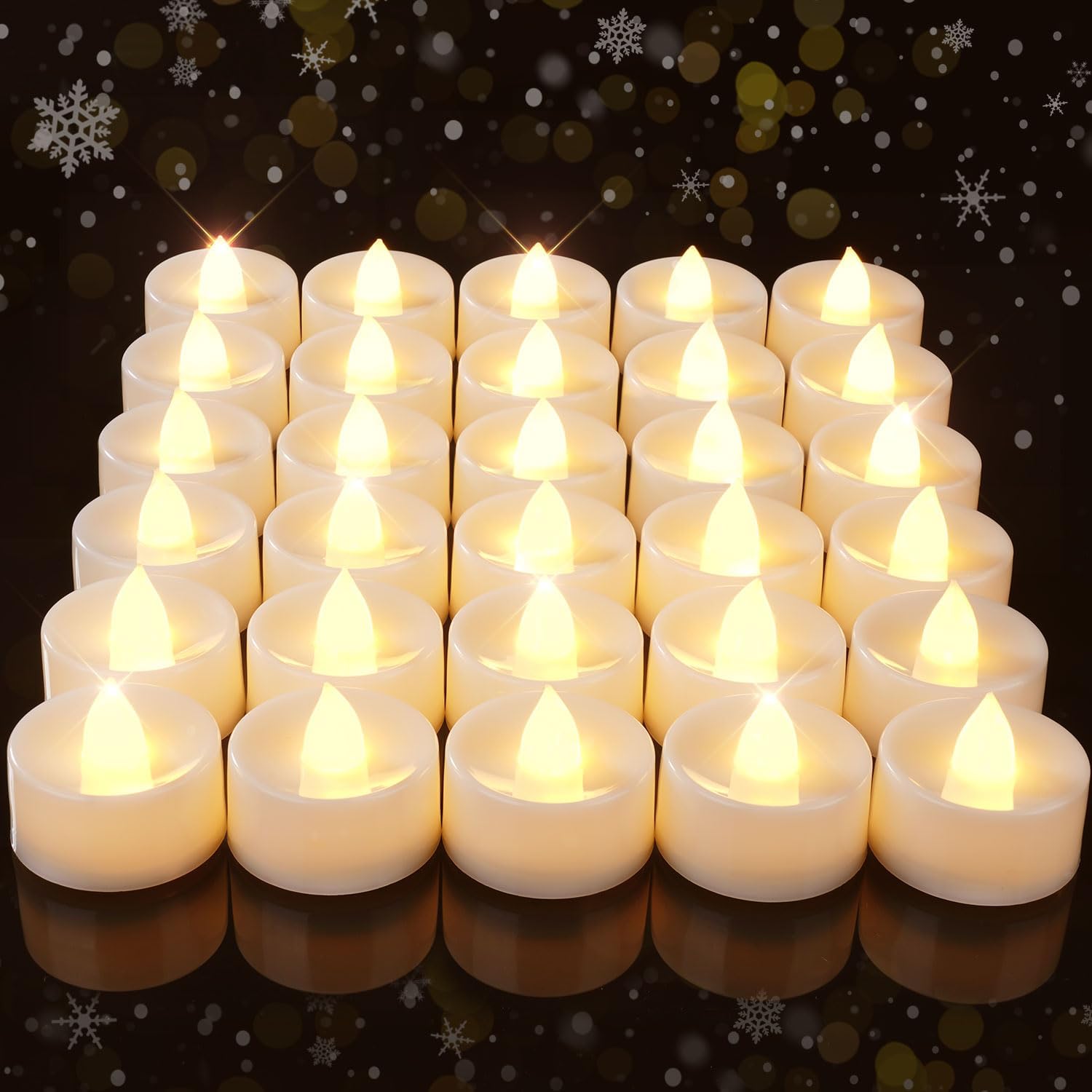 Pack of 30 Electric Battery Operated Tea Lights Bulk -Realistic Flameless Tealight Candles with Natural Warm White Light,Quality Fake Led Tealight Candles for Holiday,Wedding,Party-No Remote-image-19