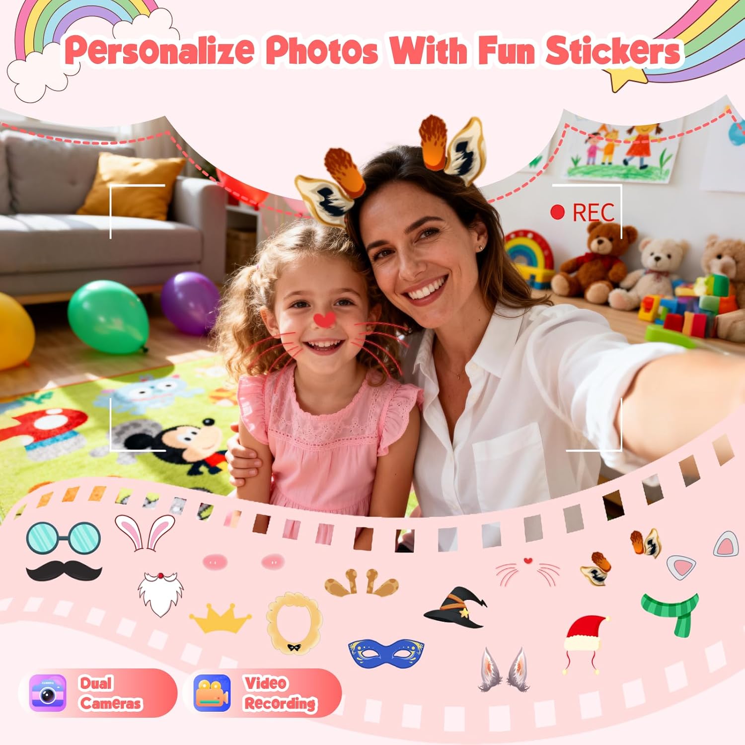 Kids Smart Phone for Girls, Christmas Birthday Gifts for Girls Age 3-10 Mini Toddler Cell Phone for Kids, Toddler Girl Learning Toy Phone with Dual Camera, Game, Music Player