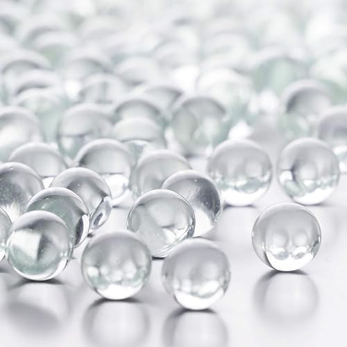 CYS EXCEL Clear Marble Gemstone Vase Filler (5 LBS) | Multiple Color Choices Aquarium Round Marble Beads | Decorative Mosaic Glass Gem Pebbles