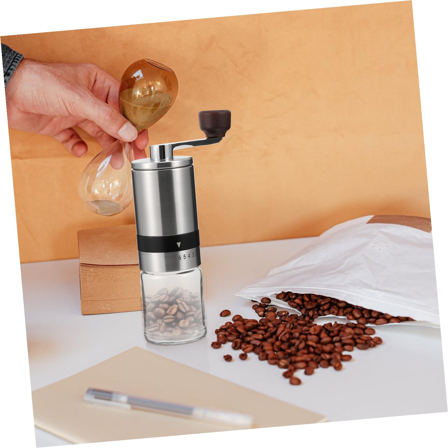 Molinillo de Café Manual Portátil, Compacto y Desmontable para Granos de Café, Muelas de Cerámica, Adecuado para Viaje y Campamento