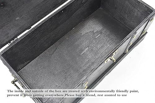 Miniatura 7 de Caja de madera decorativa antigua del tesoro de la vendimia del pecho del almacenamiento con la cerradura para la decoración de la casa