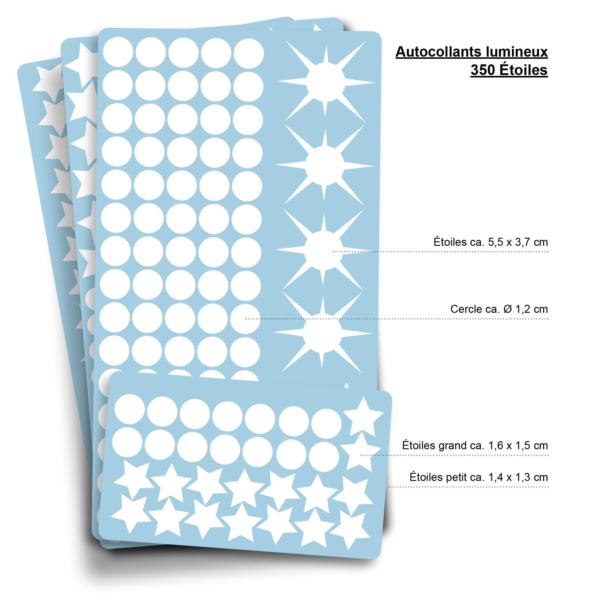 Autocollants Lumineux Étoiles Et Lune - 349 Pièces - Phosphorescents Pour Plafond Enfant - Bleu