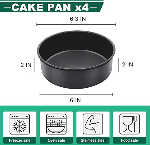 Miniatura 9 de E-far Molde para pasteles de 8 pulgadas, 4 moldes redondos antiadherentes para hornear pasteles para bodas, cumpleaños, pasteles de capas, núcleo de