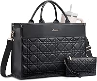 LOVEVOOK Waterproof Faux Leather Laptop Tote Bag for Women - 16" Work Briefcase for Teachers & Office with Pouch, Stylish & Spacious