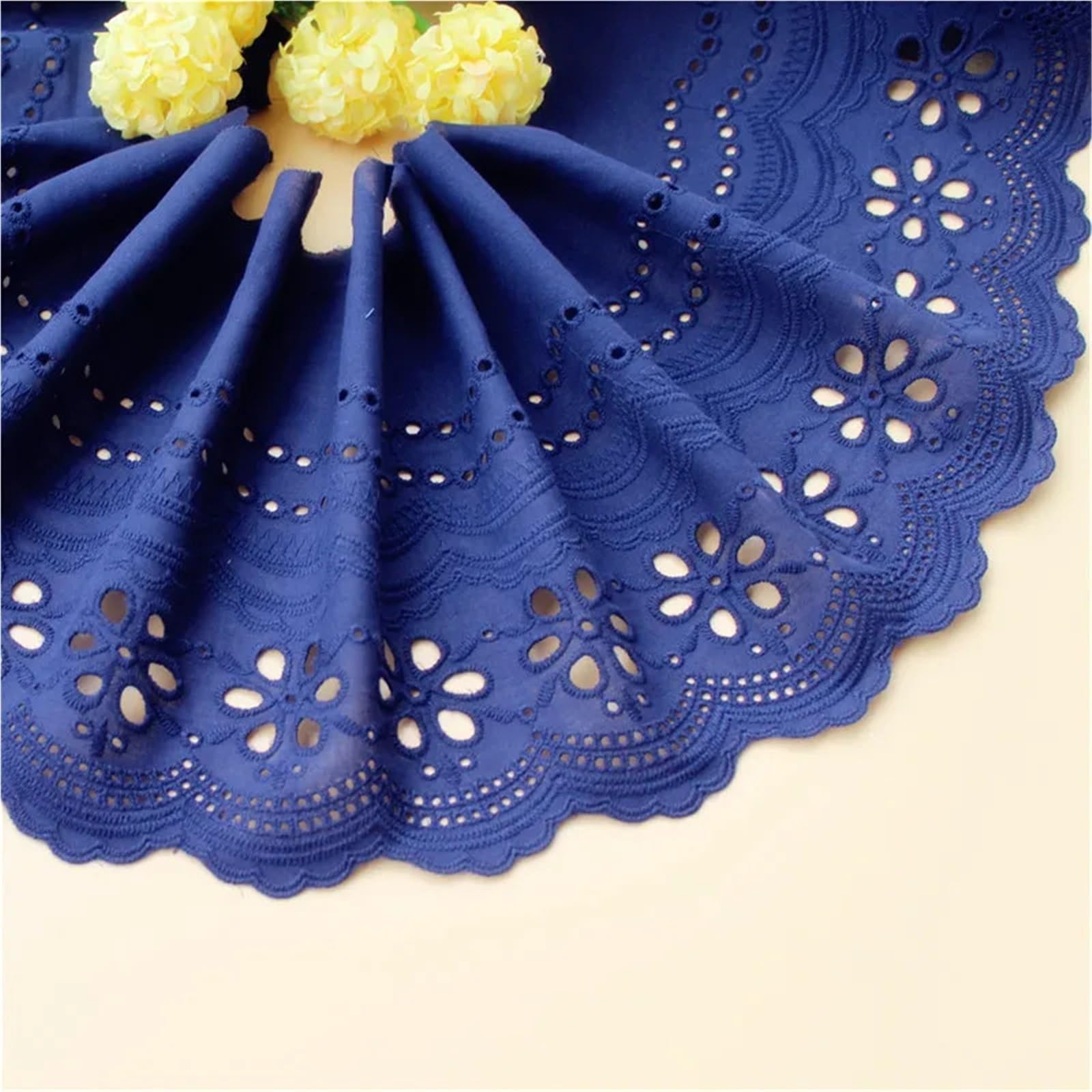 Cinta De Encaje De Algodón Con Ojales Tela de algodón 5 yardas, adorno encaje bordado, ropa mujer, vestido, tela DIY 21CM ancho(Pink,9.5-10Yards)