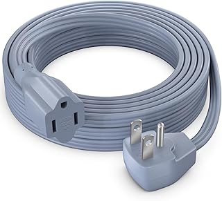 Maximm Extension Cord Heavy Duty (15 Feet) Flat Wire 3-Prong Flat Plug, 14 AWG Power Cord - UL Certified, Gray, Ideal for Home and Office Use, Appliances, Electronics, Power Tools