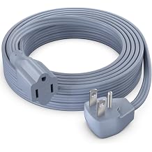 Maximm Extension Cord Heavy Duty 15 Feet Flat Wire 3-Prong Flat Plug, 14 AWG Power Cord - UL Certified, Gray, Ideal for Home and Office Use, Appliances, Electronics, Power Tools