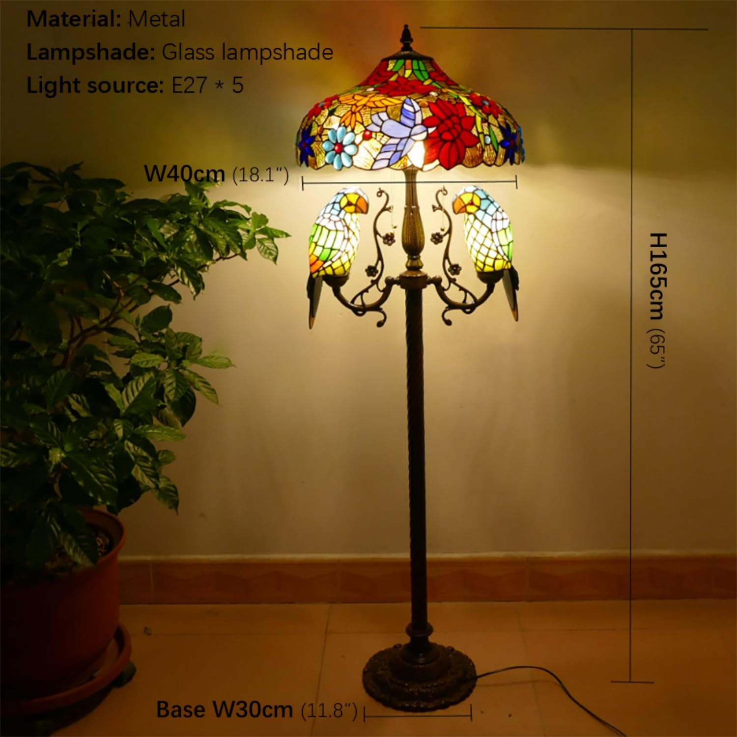 Arte Retro Lámpara de Vidrio Multicolor LED Estilo Europeo Luz de Lujo (Diseño 9)