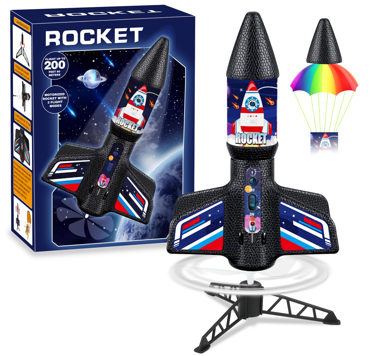 Sponsored Ad - Aitey Rocket Launcher for Kids Gifts - Model Rocket Toys for Boys Age 8-12 Self Launching Rockets with Parachute Safely Land Up to 200 FT Christmas Birthday Gift