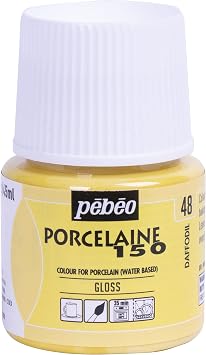 Pebeo Porcelaine 150 Ceramic Paint - Water-Based High-Gloss Color Paints for Porcelain, Premium Art Supplies, Non-toxic & Heat-Safe, 45 ml Bottle, Daffodil