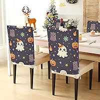 Vista 4 de White Unique Cute Halloween Decorative Seat Covers for Dining Room Chairs for Wedding Banquets Soft Office Chair Seat Cover Protector para sillas