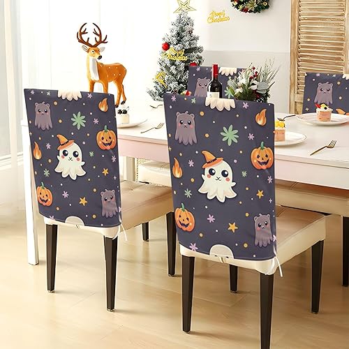 Miniatura 4 de White Unique Cute Halloween Decorative Seat Covers for Dining Room Chairs for Wedding Banquets Soft Office Chair Seat Cover Protector para sillas de