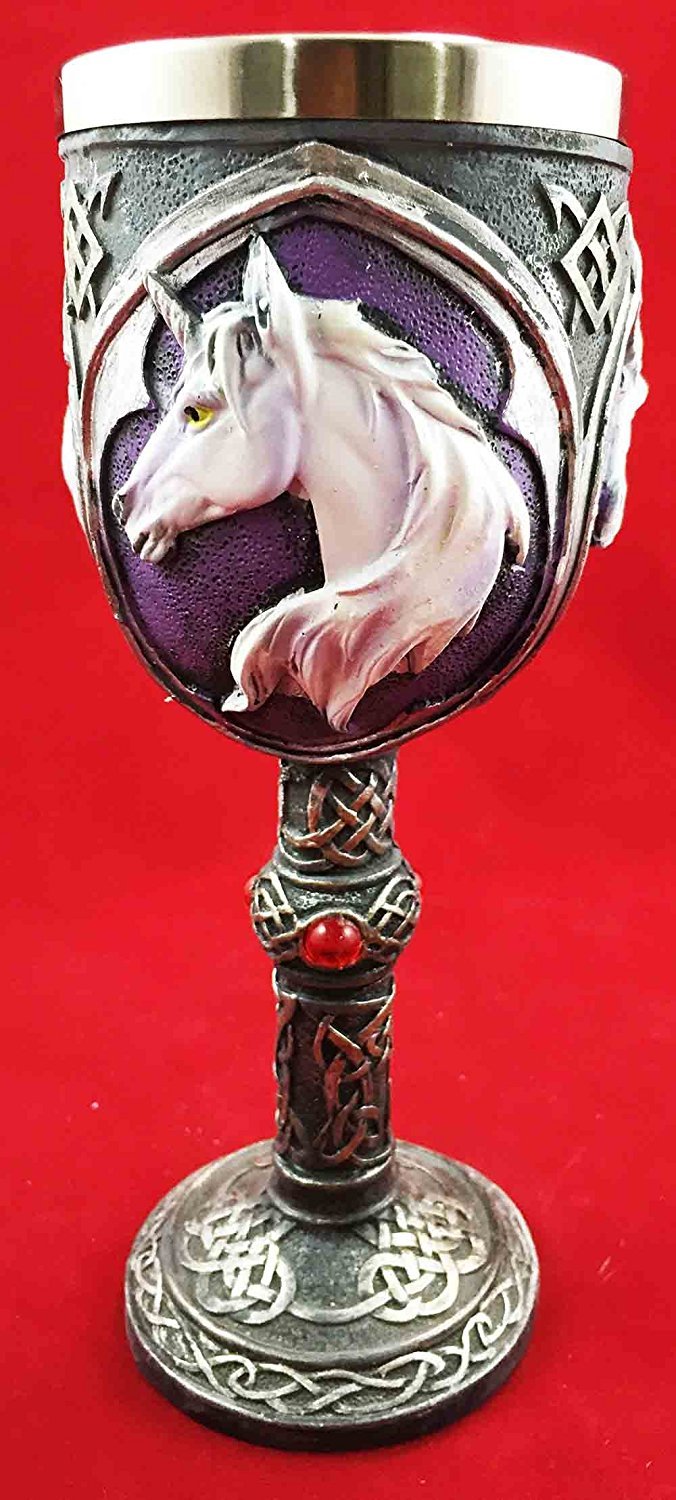 PURITY WINE ENCHANTED UNICORN GOBLET CHALICE STAINLESS STEEL WITH RESIN BODY